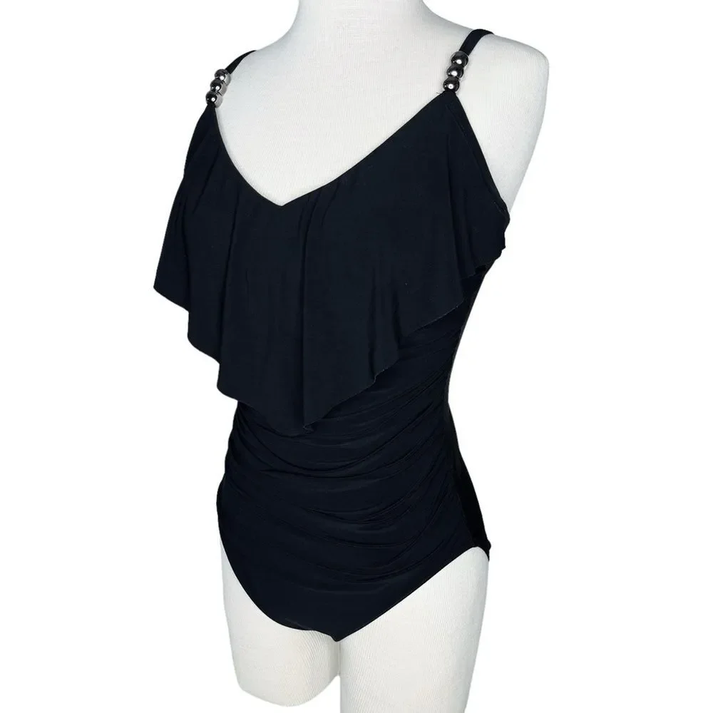 Magicsuit Isabel One Piece Swimsuit sz 10 * Black Slimming Tummy Control Beach